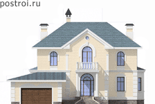 Дом-коттедж 2 этажа с гаражом № L-290-1P - вид спереди
