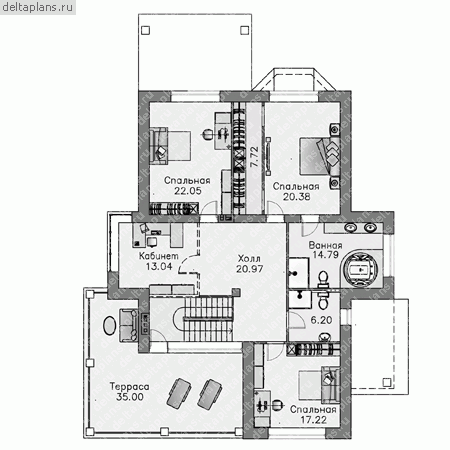 Коттедж из газо(пено)блоков, проект № L-313-1P - 2-й этаж