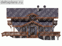 Комбинированный коттедж кирпич/брус в стиле шале № M-181-1K - вид спереди