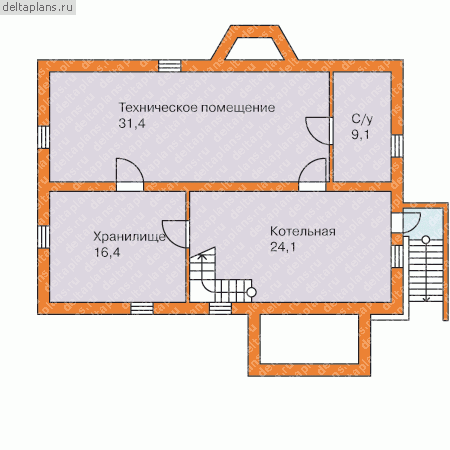 Проект частного дома с цоколем № M-236-1P - цоколь