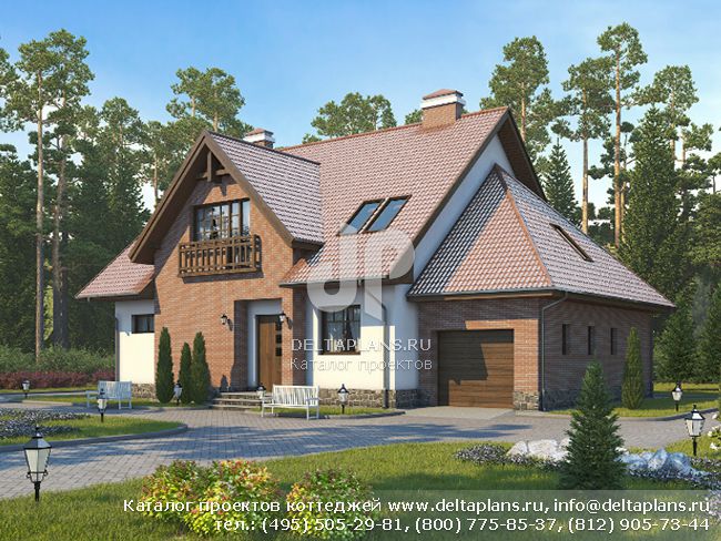 Двухэтажный дом с гаражом на 1 а/м № M-271-1P Двухэтажный дом с гаражом на 1 а/м № M-271-1P