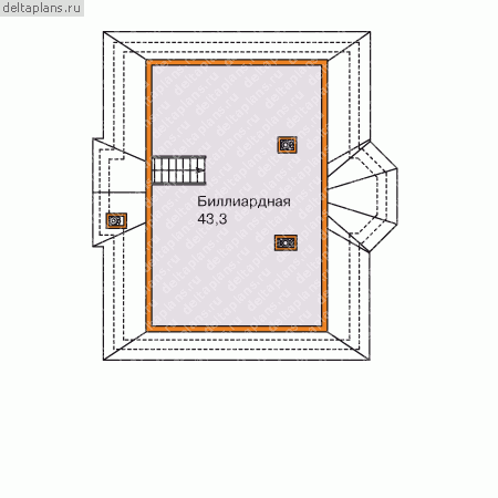 Проект большого дома с мансардой  № M-362-1P - мансарда