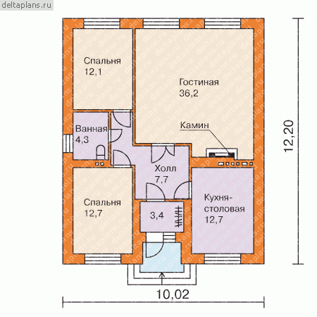 Загородный дом с камином № N-092-1K - 1-й этаж