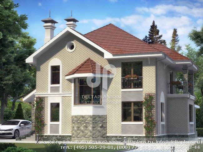 Дом с отделкой искусственным камнем № N-208-1P Дом с отделкой искусственным камнем № N-208-1P
