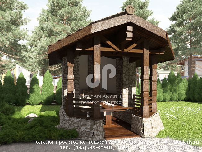 Беседка с печью № O-010-1K Беседка с печью № O-010-1K