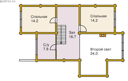 Загородный деревянный дом № Q-148-1D - 2-й этаж