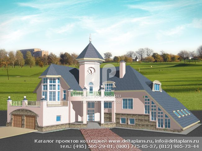 Кирпичный дом с отделкой из камня № S-569-1K Кирпичный дом с отделкой из камня № S-569-1K