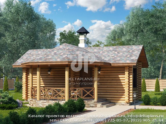 Проект деревянной бани № T-030-1D Проект деревянной бани № T-030-1D