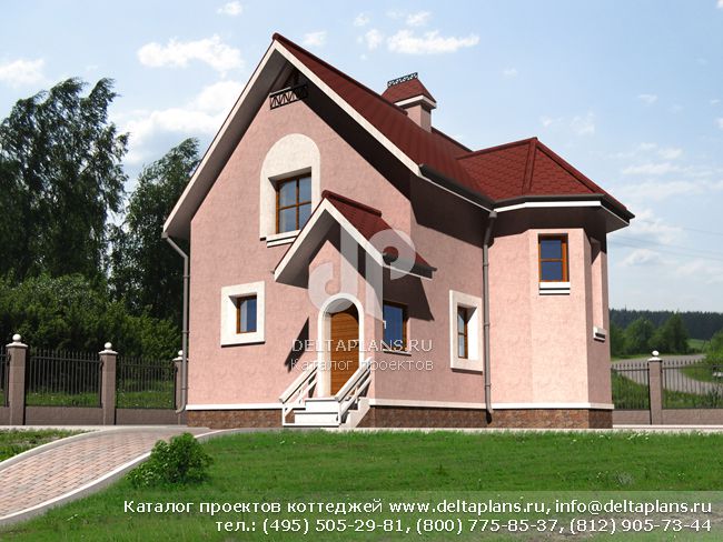 Проект кирпичного дома 8 на 8 № T-086-1K Проект кирпичного дома 8 на 8 № T-086-1K