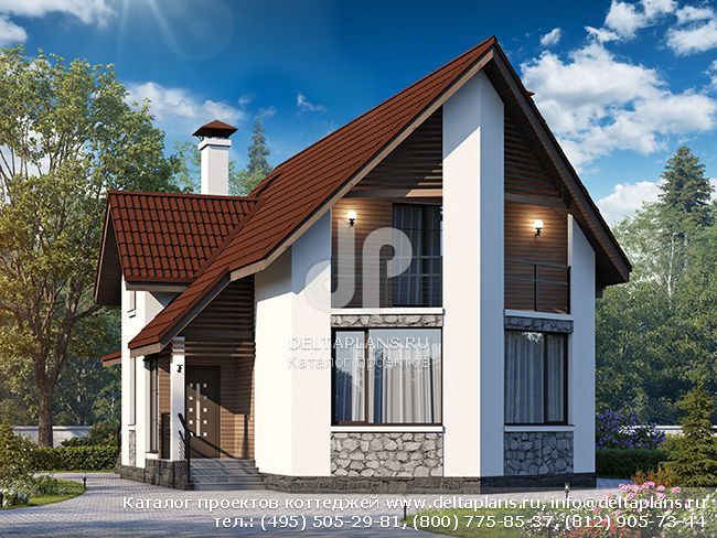 Коттедж с треугольным эркером № T-138-1P Коттедж с треугольным эркером № T-138-1P
