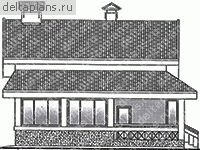 Проект загородного дома 10 на 10 № T-140-1P - вид сзади