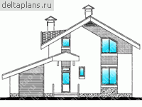 Коттедж с гаражом, проект № T-170-1P - вид спереди
