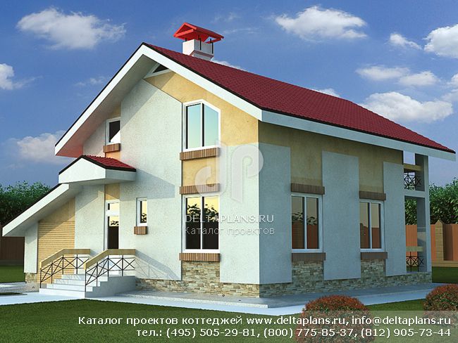 Коттедж с гаражом, проект № T-170-1P Коттедж с гаражом, проект № T-170-1P