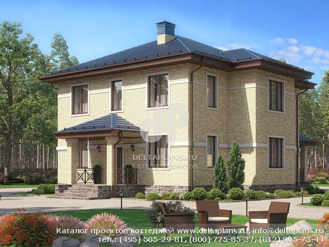 Проект кирпичного дома из теплой керамики № U-180-1K Проект кирпичного дома из теплой керамики № U-180-1K