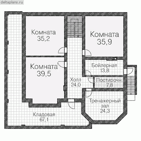 Проект пенобетонного дома № U-656-1P - цоколь
