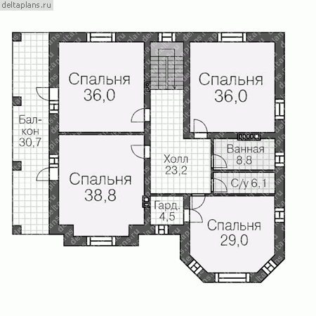 Проект пенобетонного дома № U-656-1P - 2-й этаж