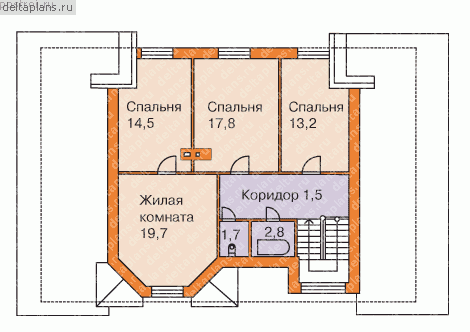 Проект дома 10 на 16 № V-187-1D - 2-й этаж