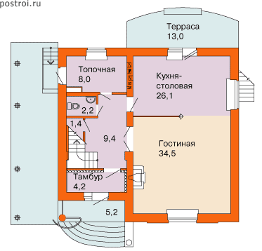 Дом 10,6 на 11 № V-196-1P - 1-й этаж