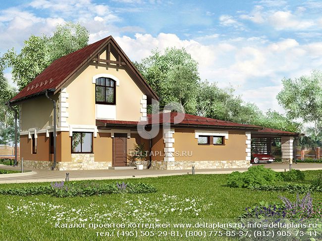 Дом для охраны с гаражом на 3 а/м, проект № W-130-1P Дом для охраны с гаражом на 3 а/м, проект № W-130-1P