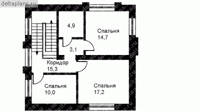 Дом 11,4 на 13,3 № W-148-1P - 2-й этаж