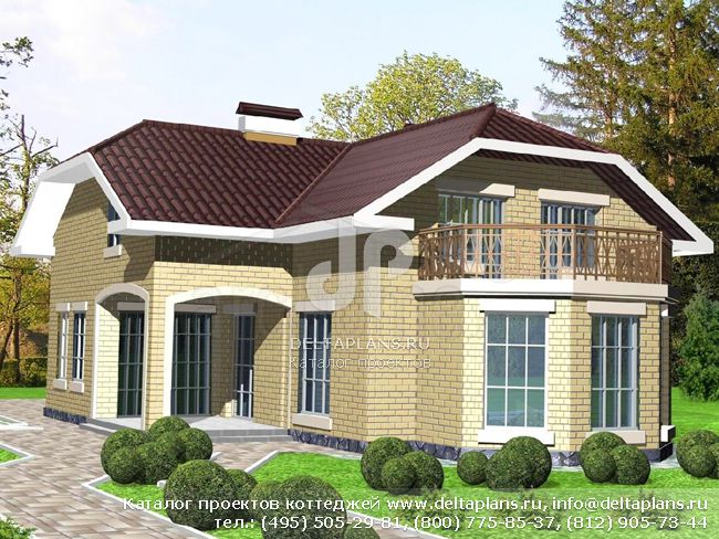 Кирпичный коттедж 2 этажа № W-212-1K Кирпичный коттедж 2 этажа № W-212-1K