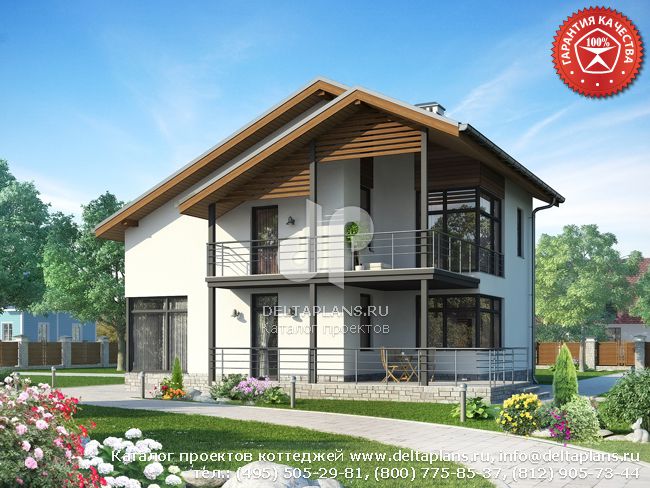 Дом с балконом и гаражом № W-215-1P Дом с балконом и гаражом № W-215-1P