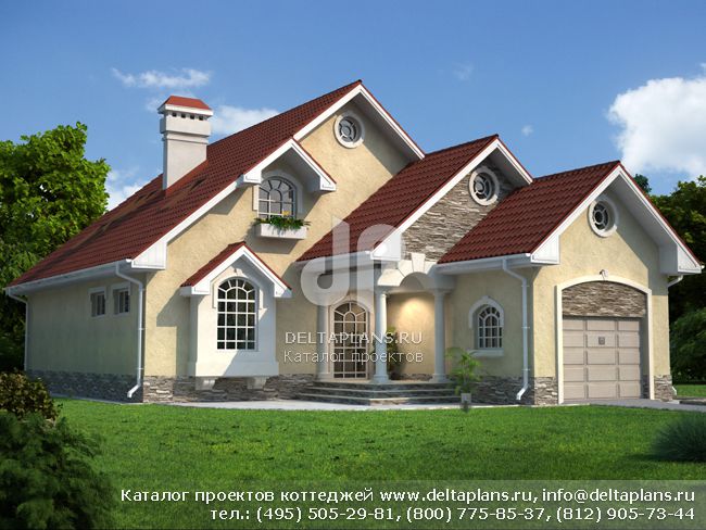 Двухэтажный коттедж с гаражом № W-222-1K Двухэтажный коттедж с гаражом № W-222-1K