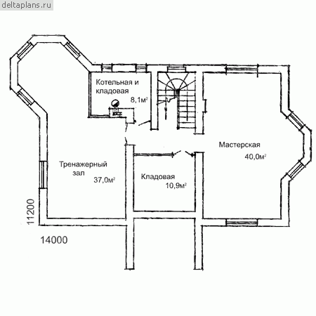 Проект кирпичного дома с цоколем № W-312-1K - цоколь