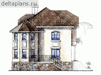 Проект кирпичного дома с цоколем № W-312-1K - вид слева