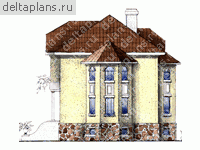 Проект кирпичного дома с цоколем № W-312-1K - вид справа