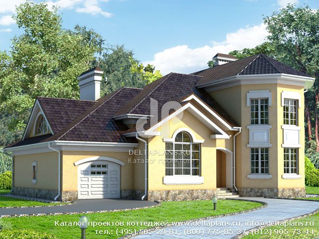 Кирпичный коттедж с гаражом № W-322-1K Кирпичный коттедж с гаражом № W-322-1K