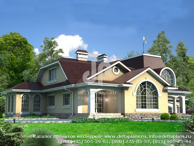 Кирпичный дом с бассейном и гаражом № W-326-1K Кирпичный дом с бассейном и гаражом № W-326-1K