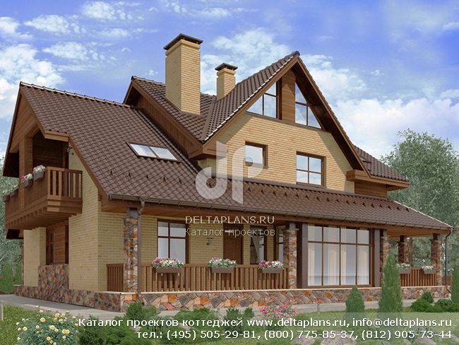 Проект коттеджа из поризованных блоков rauf № W-355-1K Проект коттеджа из поризованных блоков rauf № W-355-1K