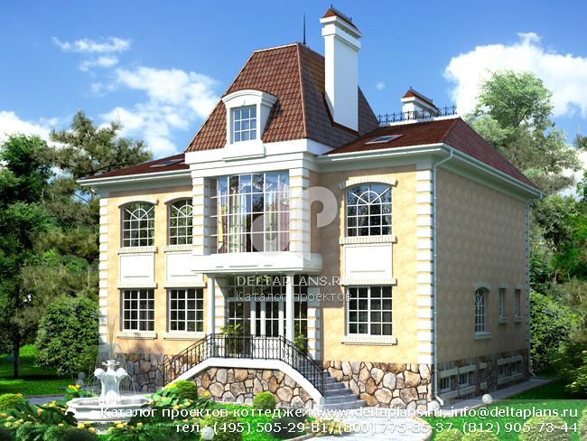 Кирпичный коттедж с цокольным этажом № W-459-2K Кирпичный коттедж с цокольным этажом № W-459-2K